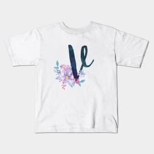 Floral Monogram V Pretty Lilac Bouquet Kids T-Shirt